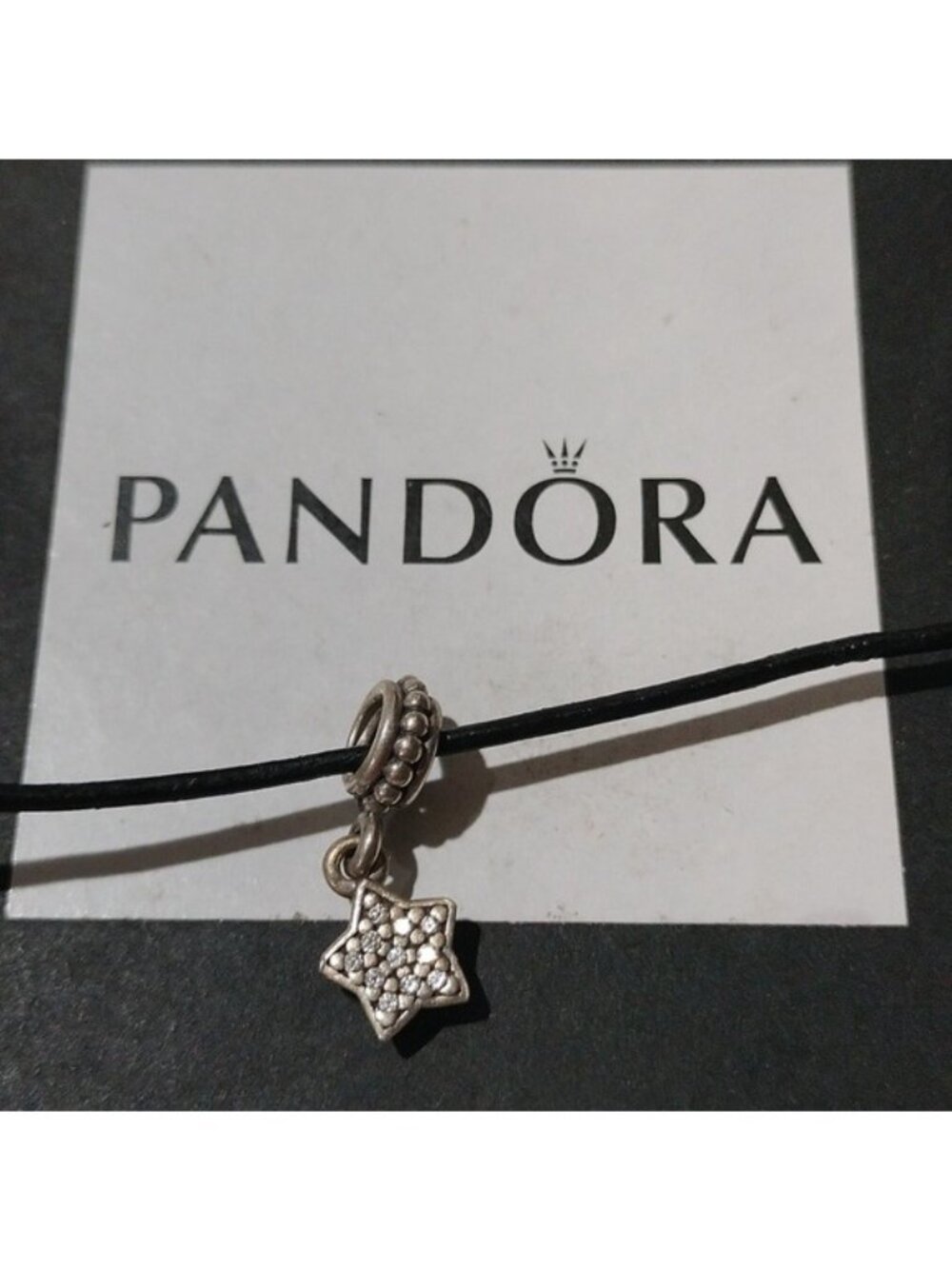 Pandora Retired Sterling Silver Pave Star Dangle Bead w/ CZ - 791024cz - Picture 6 of 6